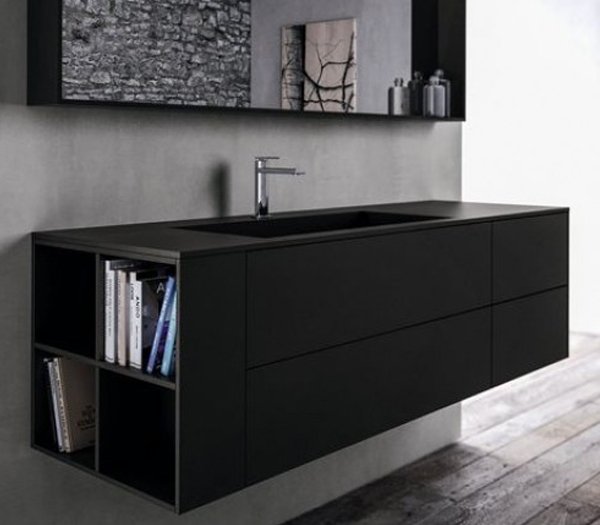 Mobili Bagno In Corian.Mobile Da Bagno Mdf 509 Con 4 Cassetti Libreria Top In Corian Con 1 Lavabo Yessenia