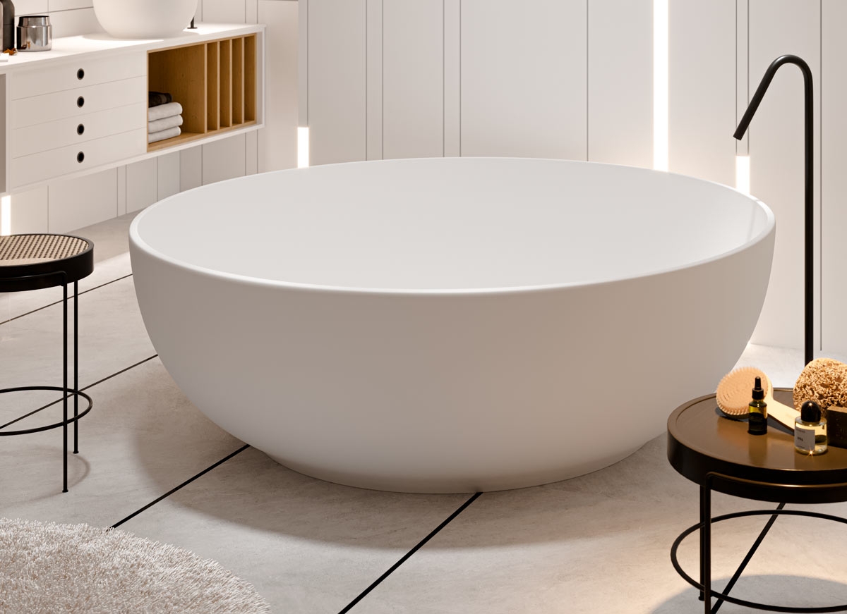 Vasca da bagno freestanding 175x85 cm con porta asciugamani e vassoio  scorrevole VS135