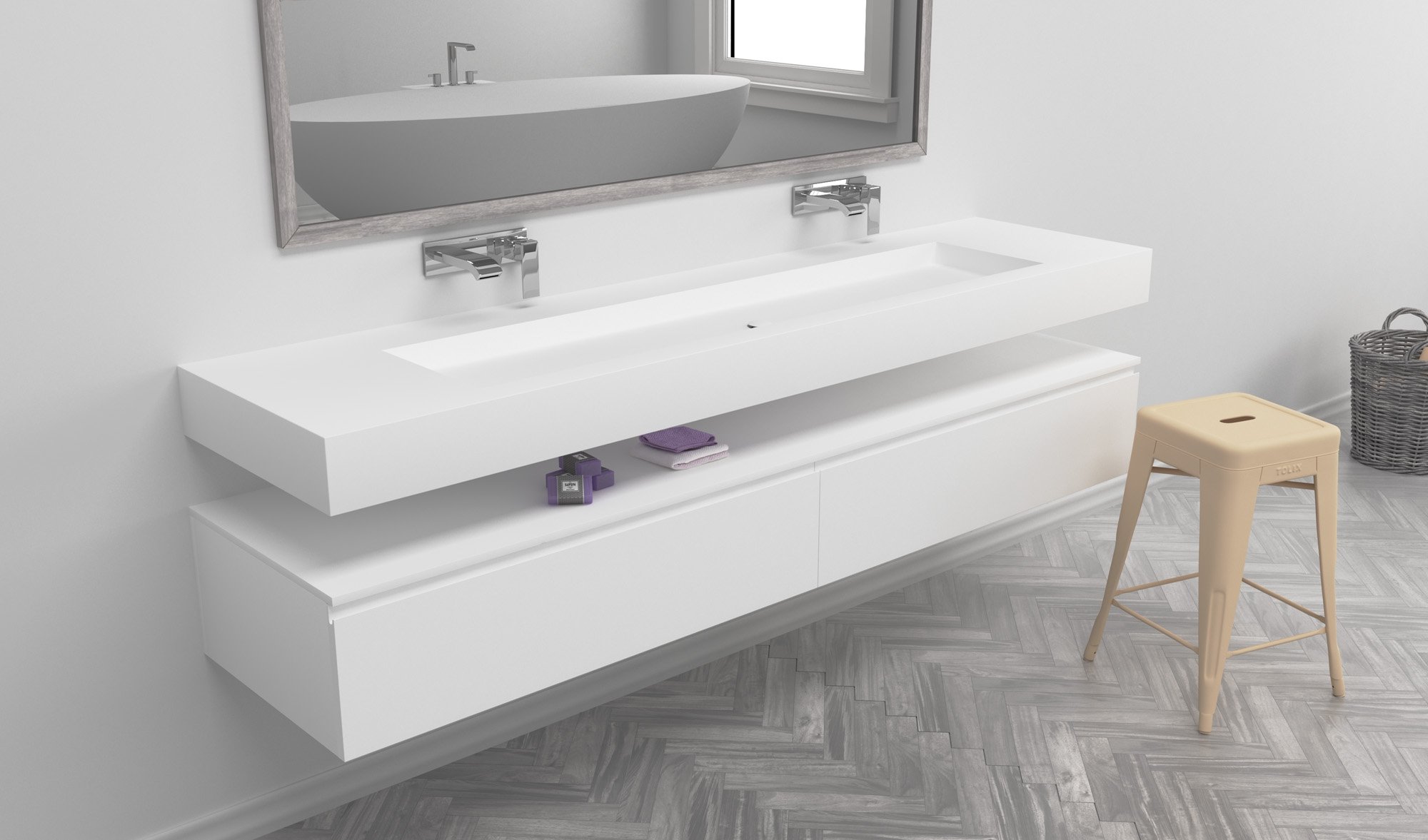 Top Bagno in Corian® con lavabo INDIANA